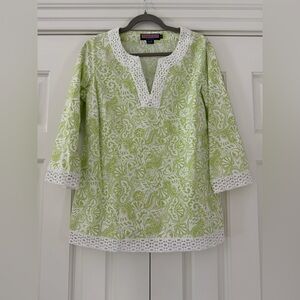 Vineyard Vines Lime and White Patterned Shirt